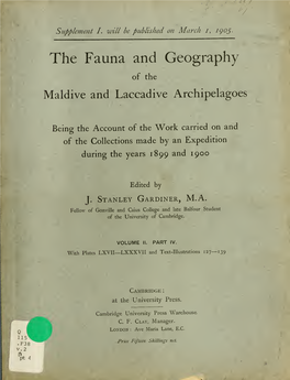 The Fauna and Geography of the Maldive and Laccadive
