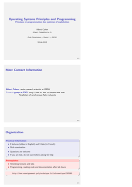 Operating Systems Principles and Programming More Contact