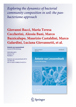 Exploring the Dynamics of Bacterial Community Composition in Soil: the Pan- Bacteriome Approach