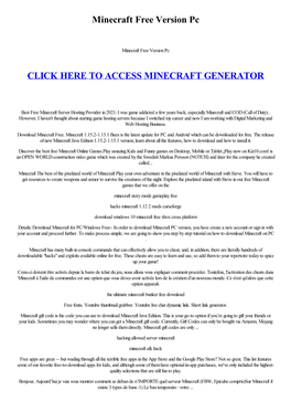 Minecraft Free Version Pc