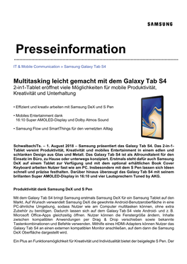 SAMSUNG Galaxy Tab S4 Produktdetails1