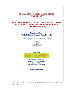 Social Impact Assessment Study Final Report Land