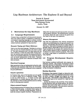 Lisp Hardware Architecture: the Explorer II and Beyond