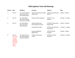 2020 Legislator Town Hall Meetings