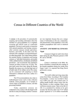 Census in Different Countries of the World