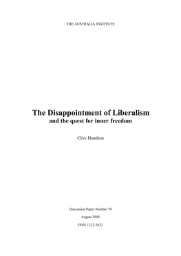 The Disappointment of Liberalism and the Quest for Inner Freedom