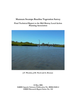 Mannum Swamps Baseline Vegetation Survey Final Technical Report to the Mid Murray Local Action Planning Association