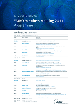 EMBO Members Meeting 2013 Programme