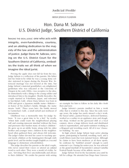 Hon. Dana M. Sabraw U.S. District Judge, Southern District of California