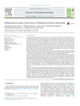 Ethnobotanical Study of Kani Tribes in Thoduhills of Kerala, South India.PDF