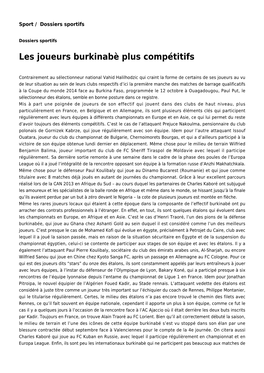 Les Joueurs Burkinabè Plus Compétitifs