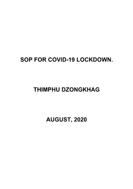 Sop for Covid-19 Lockdown. Thimphu Dzongkhag August, 2020