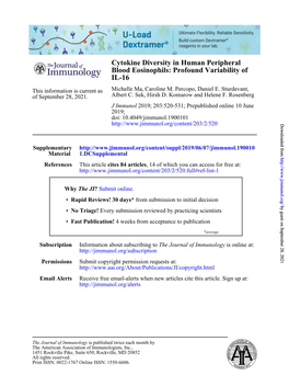 Cytokine Diversity in Human Peripheral Blood Eosinophils: Profound Variability of IL-16