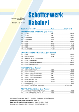 Schotterwerk Kalsdorf, Schotterwerk 8401 Kalsdorf Tel