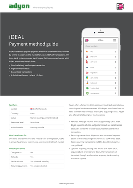 Payment Method Guide Ideal Is the Most Popular Payment Method in the Netherlands, Chosen by Online Shoppers in the Market for Around 60% of Transactions