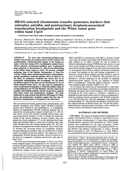 Within Band Llpl3 (WAGR Locus/Potter Facies/Kidney Development/Somatic Cell Hybrids/In Situ Localization) DAVID J