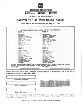 CASEY's TOP 40 with CASEY KASEM Show #89-19 for the Weekend of May 6-7, 1989