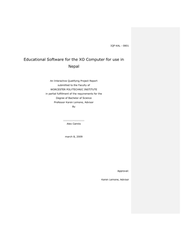 Educational Software for the XO Computer for Use in Nepal