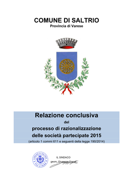 COMUNE DI SALTRIO Relazione Conclusiva