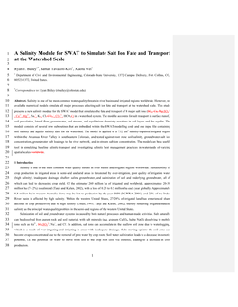 A Salinity Module for SWAT to Simulate Salt Ion Fate and Transport at the Watershed Scale