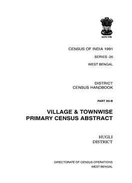 District Census Handbook, Hugli, Village & Townwise Primary