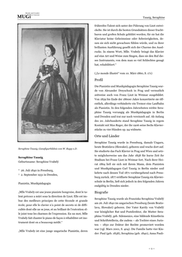 Seraphine Tausig Wur- De Von Alexander Dreyschock in Prag Und Vermutlich Zeitweise Auch Von Franz Liszt in Weimar Ausgebildet