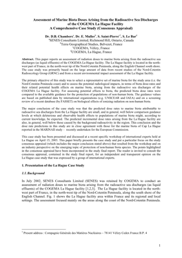 Assessment of Marine Biota Doses Arising from the Radioactive Sea Discharges of the COGEMA La Hague Facility a Comprehensive Case Study (Consensus Appraisal)