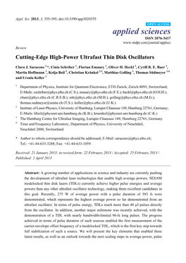 Cutting-Edge High-Power Ultrafast Thin Disk Oscillators