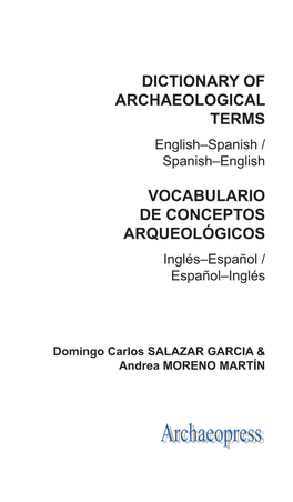 Dictionary of Archaeological Terms Vocabulario De