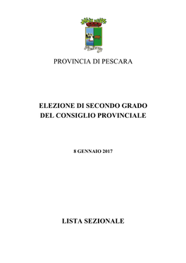 Provincia Di Pescara Elezione Di Secondo Grado Del