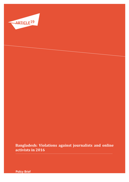 Bangladesh: Violations Against Journalists and Online Activists in 2016