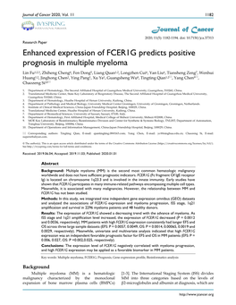 Enhanced Expression of FCER1G Predicts Positive Prognosis In