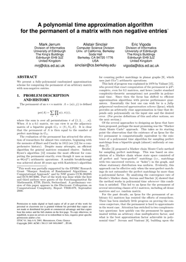 A Polynomial-Time Approximation Algorithm for the Permanent of A