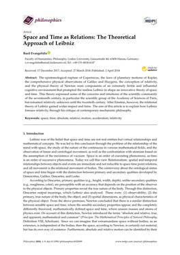 Space and Time As Relations: the Theoretical Approach of Leibniz