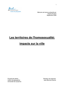 Les Territoires De L'homosexualité