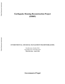 Earthquake Housing Reconstruction Project (EHRP)