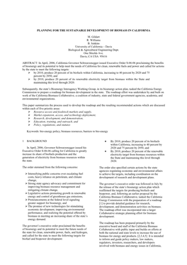 Planning for the Sustainable Development of Biomass in California