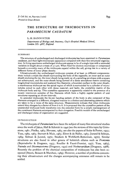 The Structure of Trichocysts in Paramecium Caudatum