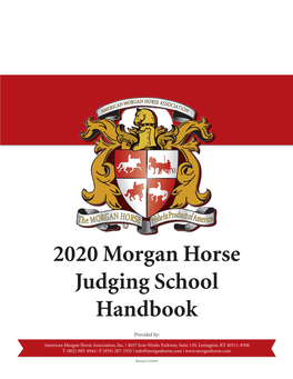 2020 Morgan Horse Judging School Handbook