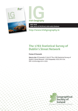 The 1783 Statistical Survey of Dublin's Street Network