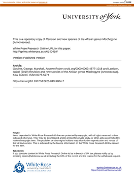 Revision and New Species of the African Genus Mischogyne (Annonaceae)