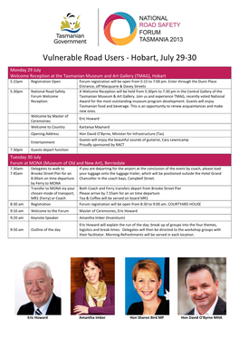 Vulnerable Road Users ‐ Hobart, July 29‐30