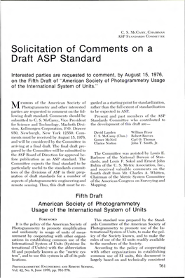 Solicitation of Comments on a Draft ASP Standard