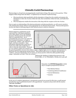 Clinically-Useful Pharmacology