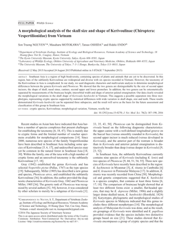 A Morphological Analysis of the Skull Size and Shape of Kerivoulinae (Chiroptera: Vespertilionidae) from Vietnam