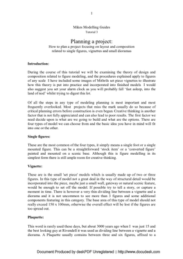 Planning a Project: How to Plan a Project Focusing on Layout and Composition Related to Single Figures, Vignettes and Small Dioramas