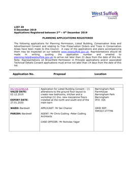 WSC Planning Applications 49/19