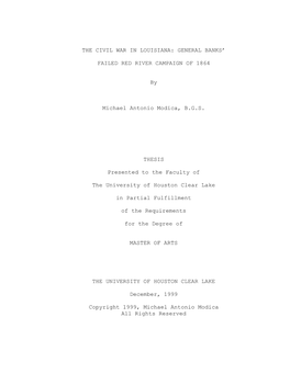 The Civil War in Louisiana: General Banks' Failed Red