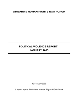 Zimbabwe Human Rights NGO Forum Political Violence Report: January 2003