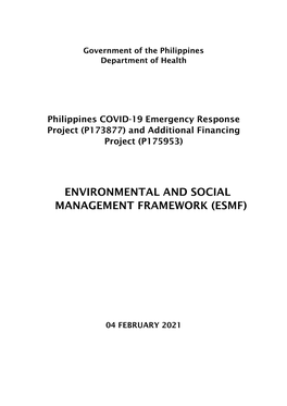 Environmental and Social Management Framework (Esmf)